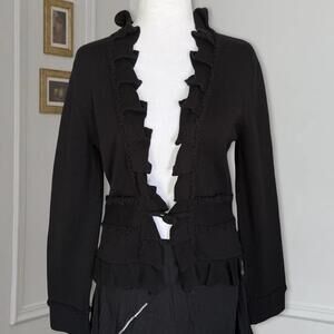 Deadstock NWT Y2K Ruffled Knit Cardigan 100% Cotton Size Small